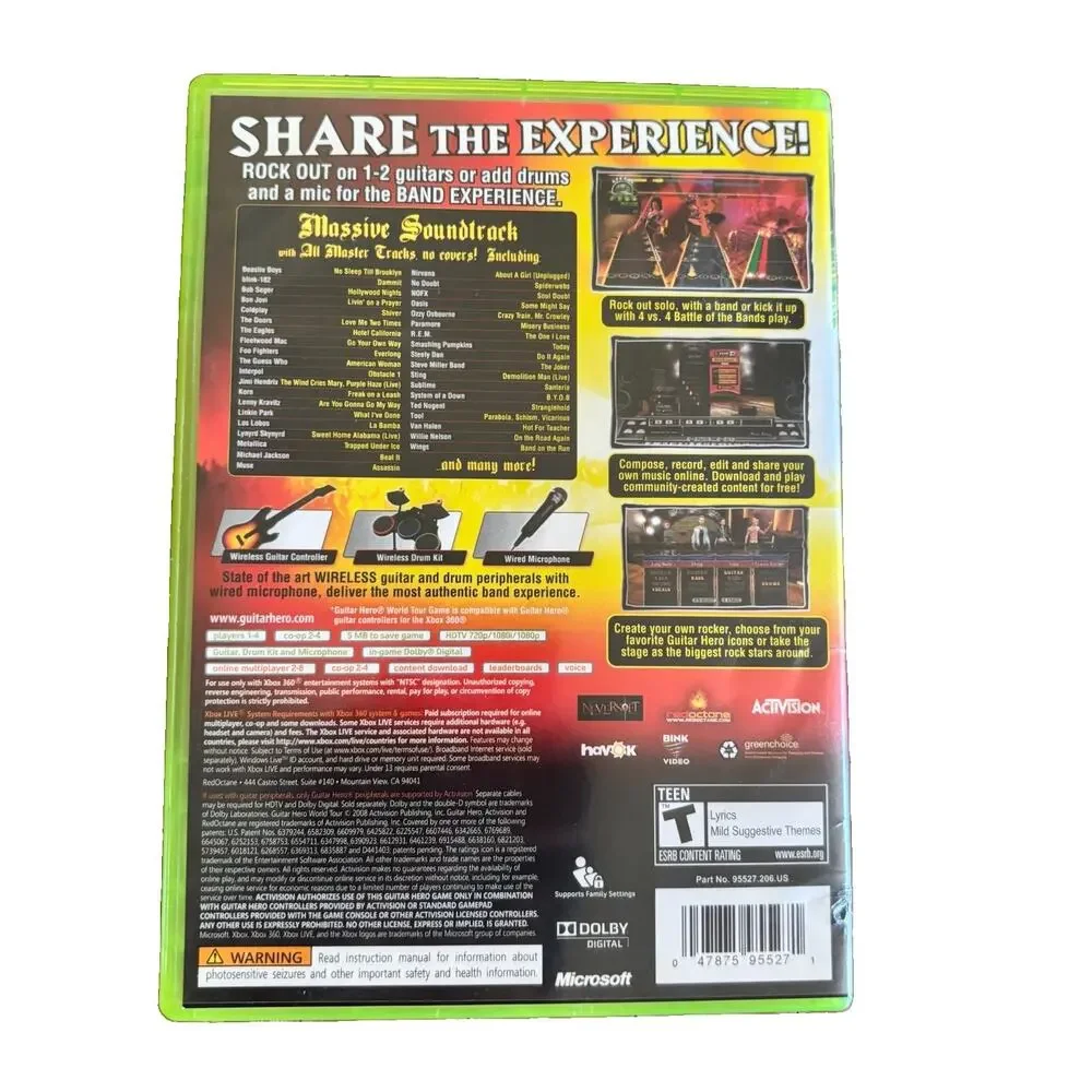 Guitar Hero: World Tour (Microsoft Xbox 360) Complete CIB